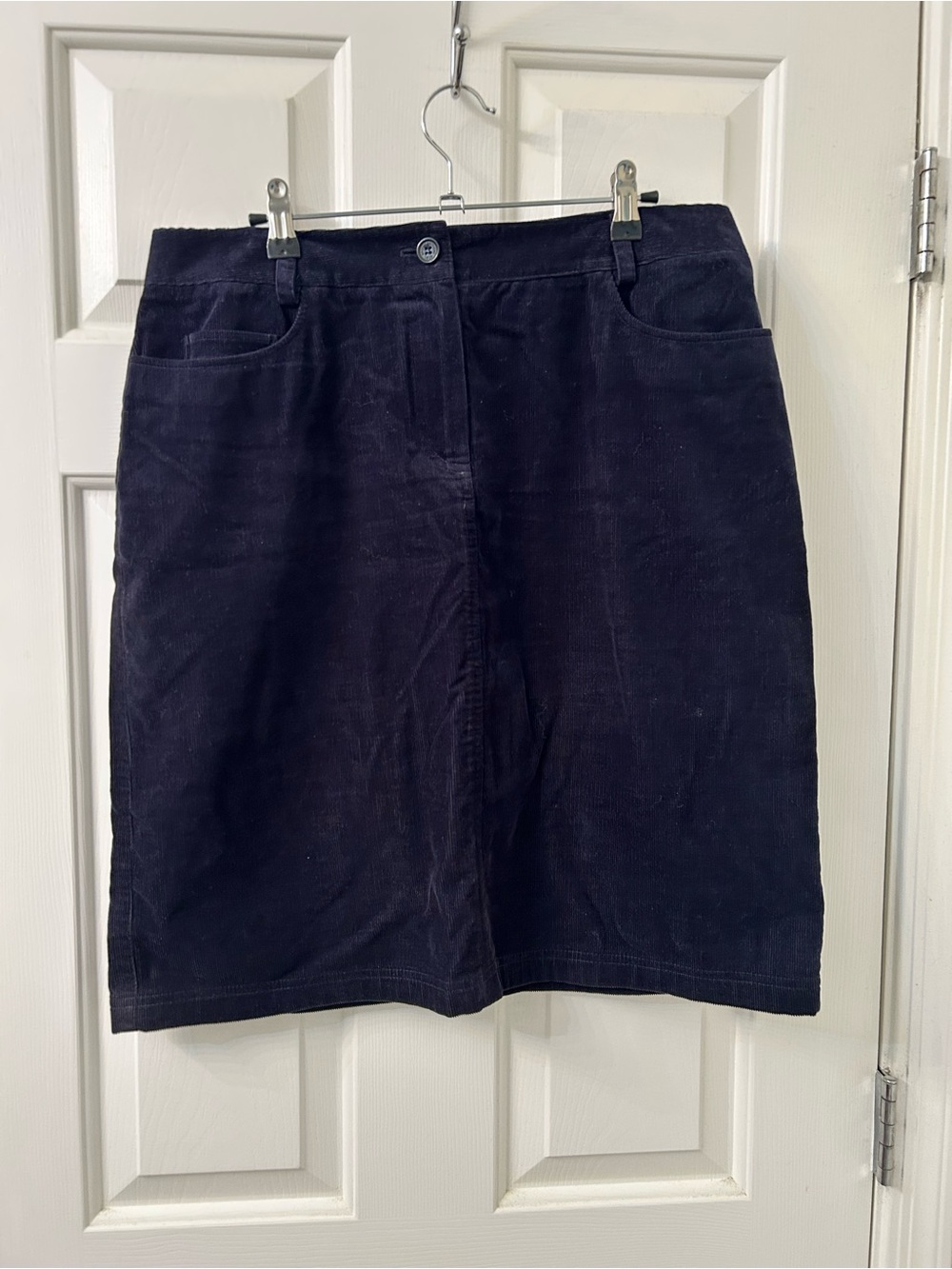 Brooks Brothers Dark Navy Corduroy Knee Length Skirt
